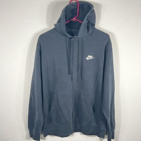 🔥 NIKE Essential Quality HOODIE Sweatshirt Pullover - Black “Slight Fade” -Sz L - Picture 2 of 6